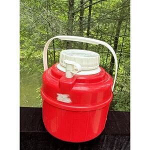 Vintage Bee Urethane Insulated 1 Gallon Water Cooler Jug Red Camping Picnic Boat